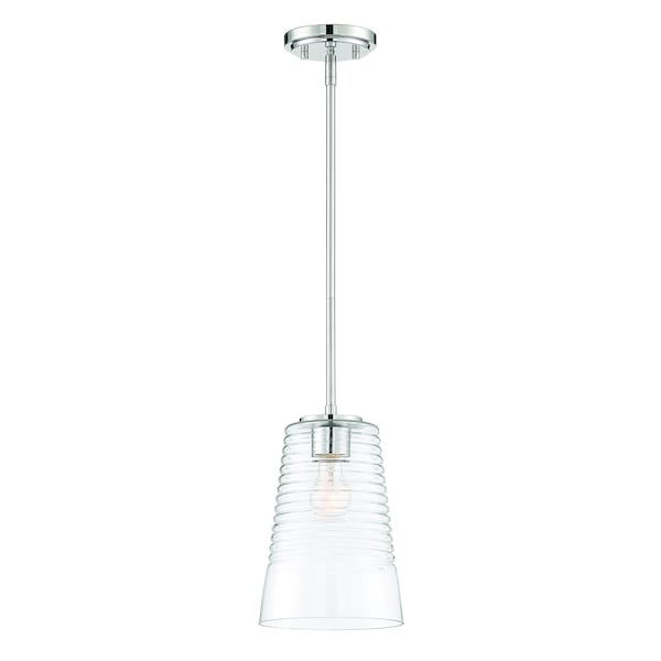 Designers Fountain Ingo 60 Watt 1 Light Polished Nickel Pendant with Clear Ribbed Glass Shade D230M-8P-PN - main